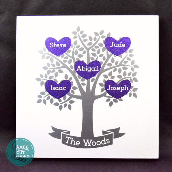 Personalised Family Tree Wall Art on White