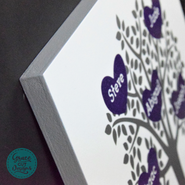 Personalised Family Tree Wall Art on White Side View