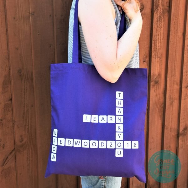 Crossword Tote Bags - White on Purple