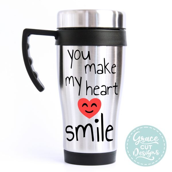 Travel Mug 'You Make my Heart Smile'
