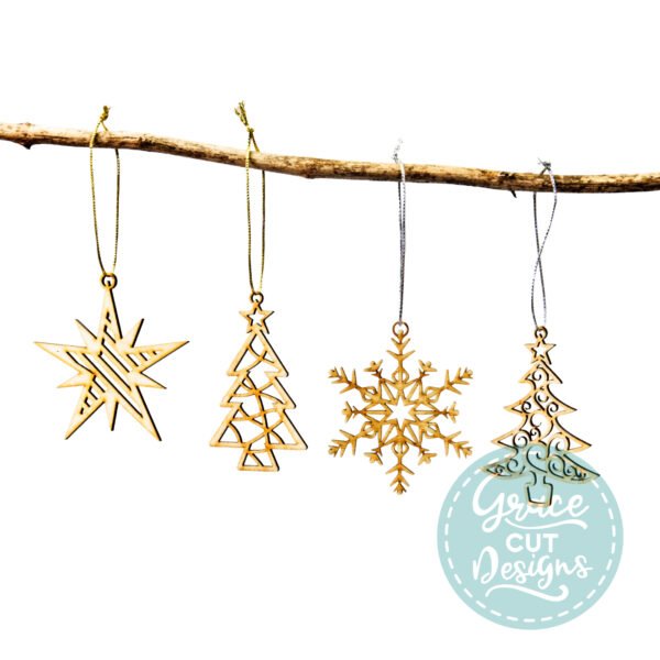 Christmas Sparklers Wood Decorations - Set of 4