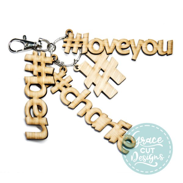 Hashtag Love with Names Keyring