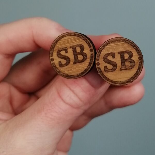 Oak Veneer Cufflinks Initials