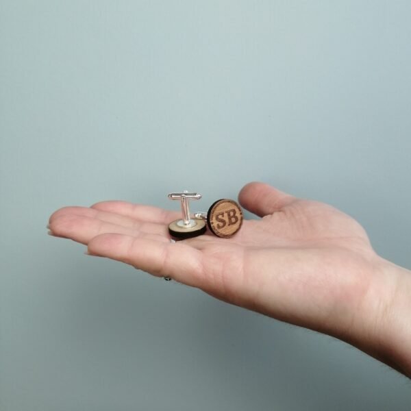 Oak Veneer Cufflinks Initials